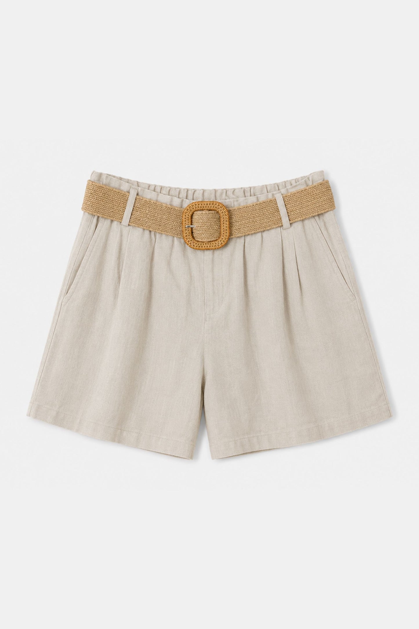 Shorts misto lino con cintura