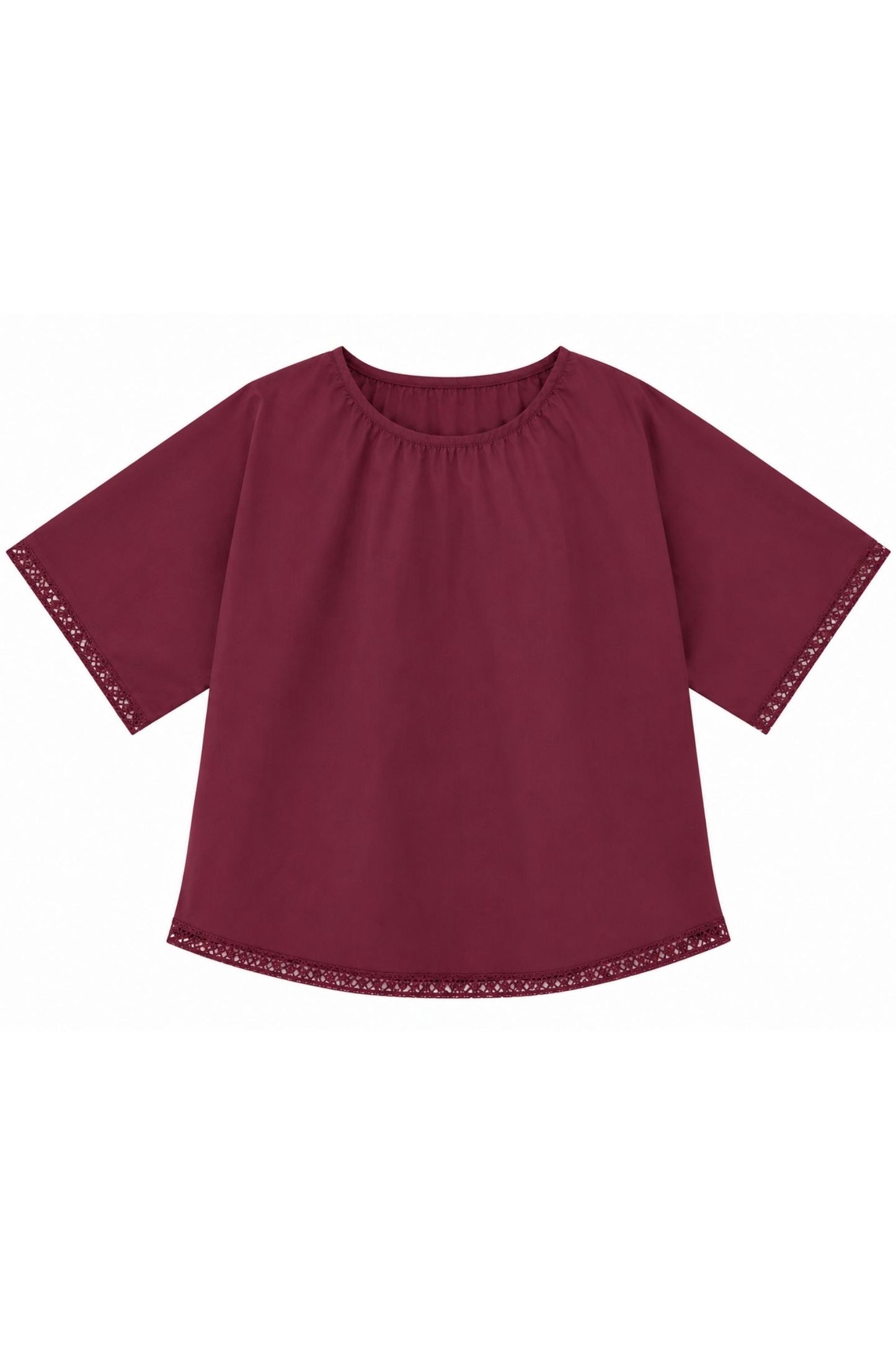 Blusa con passamaneria su maniche e fondo 100% cotone