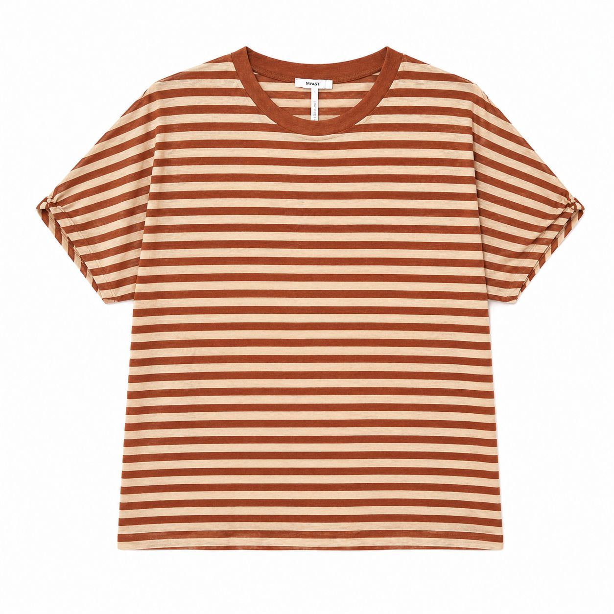 T-shirt a righe in misto lino