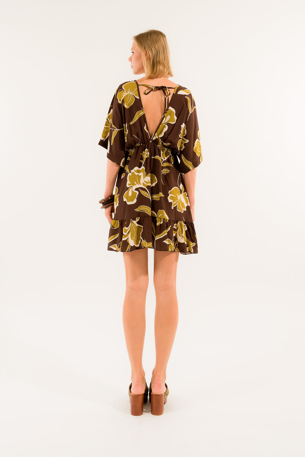 Abito kimono corto fantasia fiori 100% viscosa