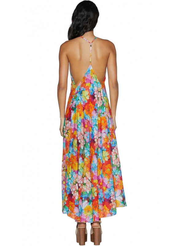 Abito lungo fiori multicolor 100% cotone