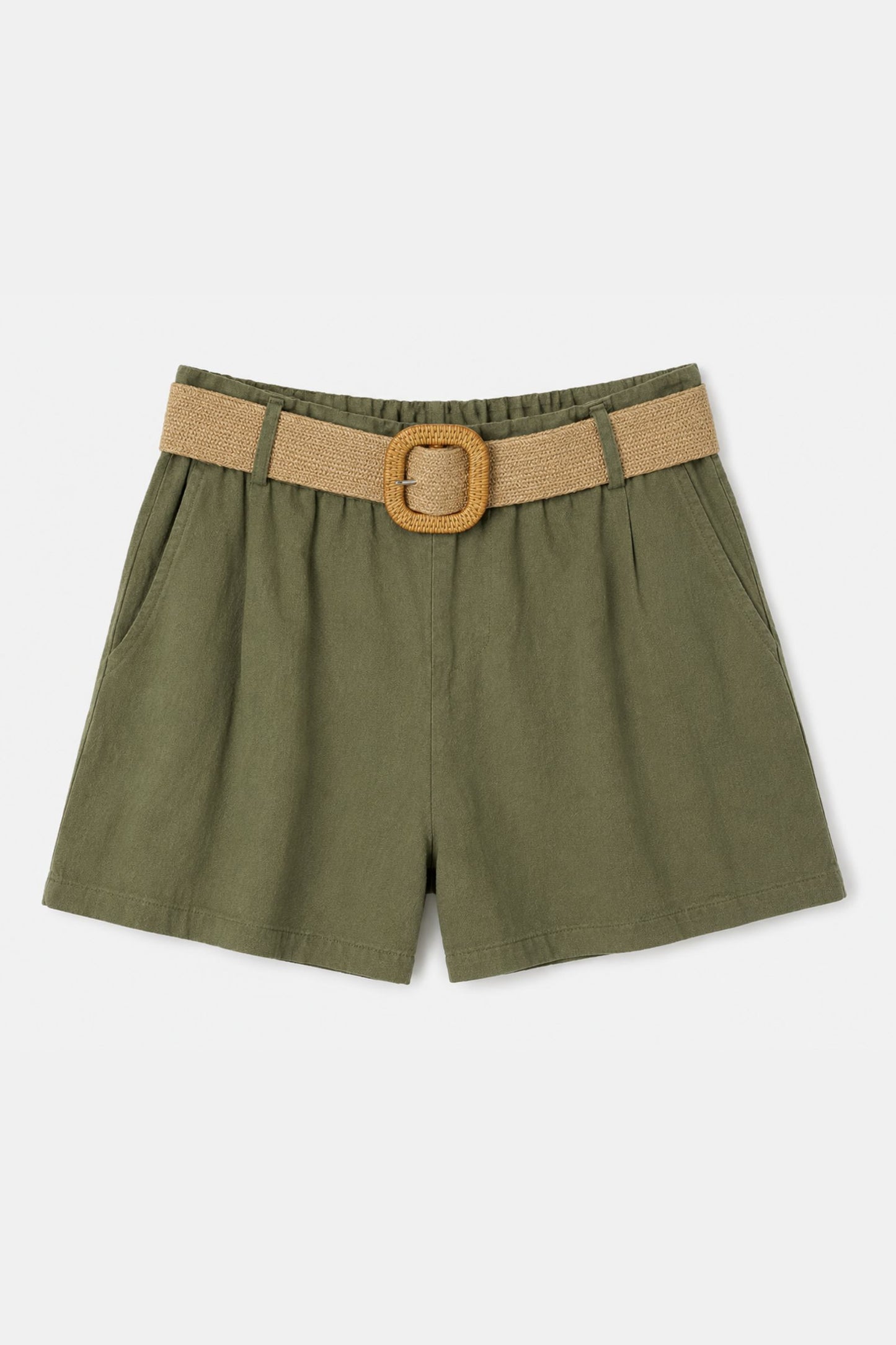 Shorts misto lino con cintura