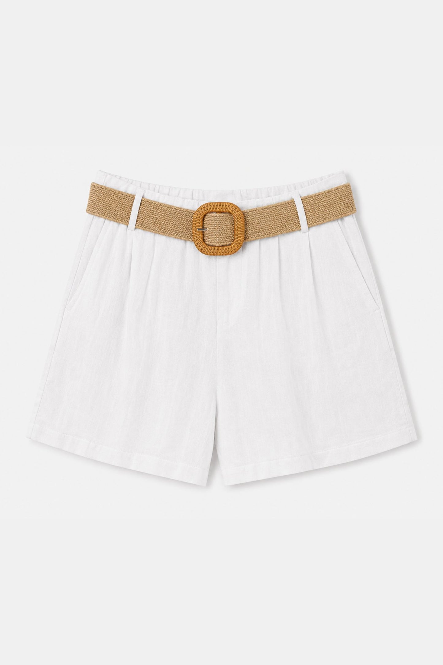 Shorts misto lino con cintura