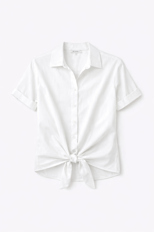 Camicia con nodo frontale in viscosa