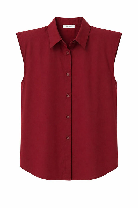 Camicia smanicata con spalline imbottite