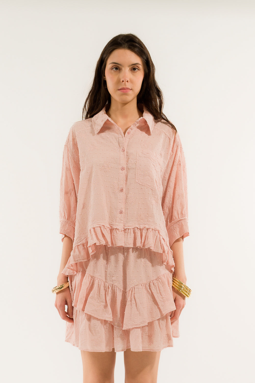 Camicia bianca ricamata taschino davanti 100% cotone