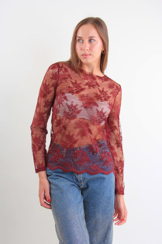 Maglia in pizzo trasparente