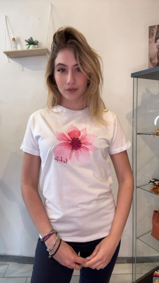 T-shirt fiore glitter