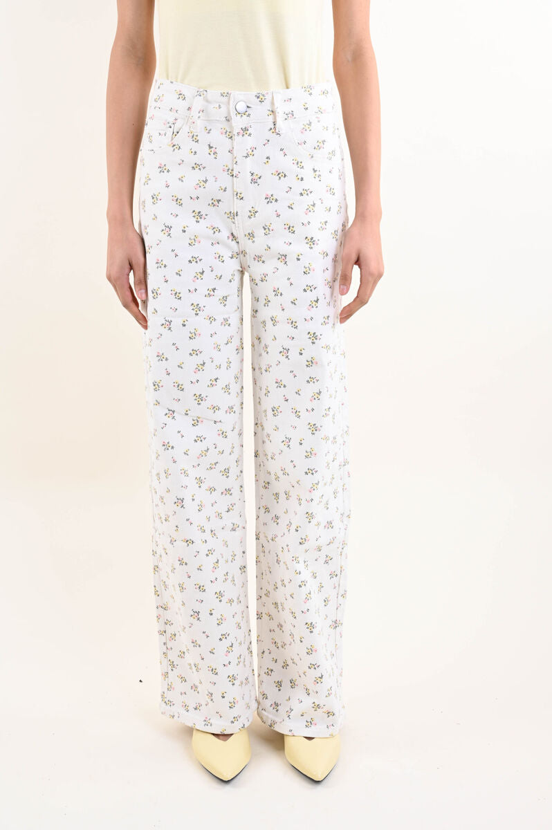 Jeans in cotone fantasia fiori