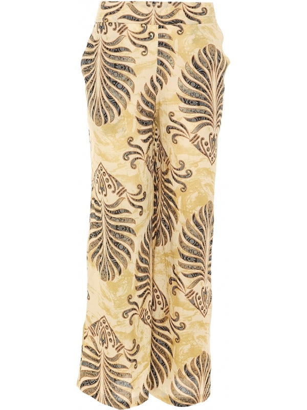 Pantalone fantasia beige marrone e oro - vita elastica 100% viscosa donna