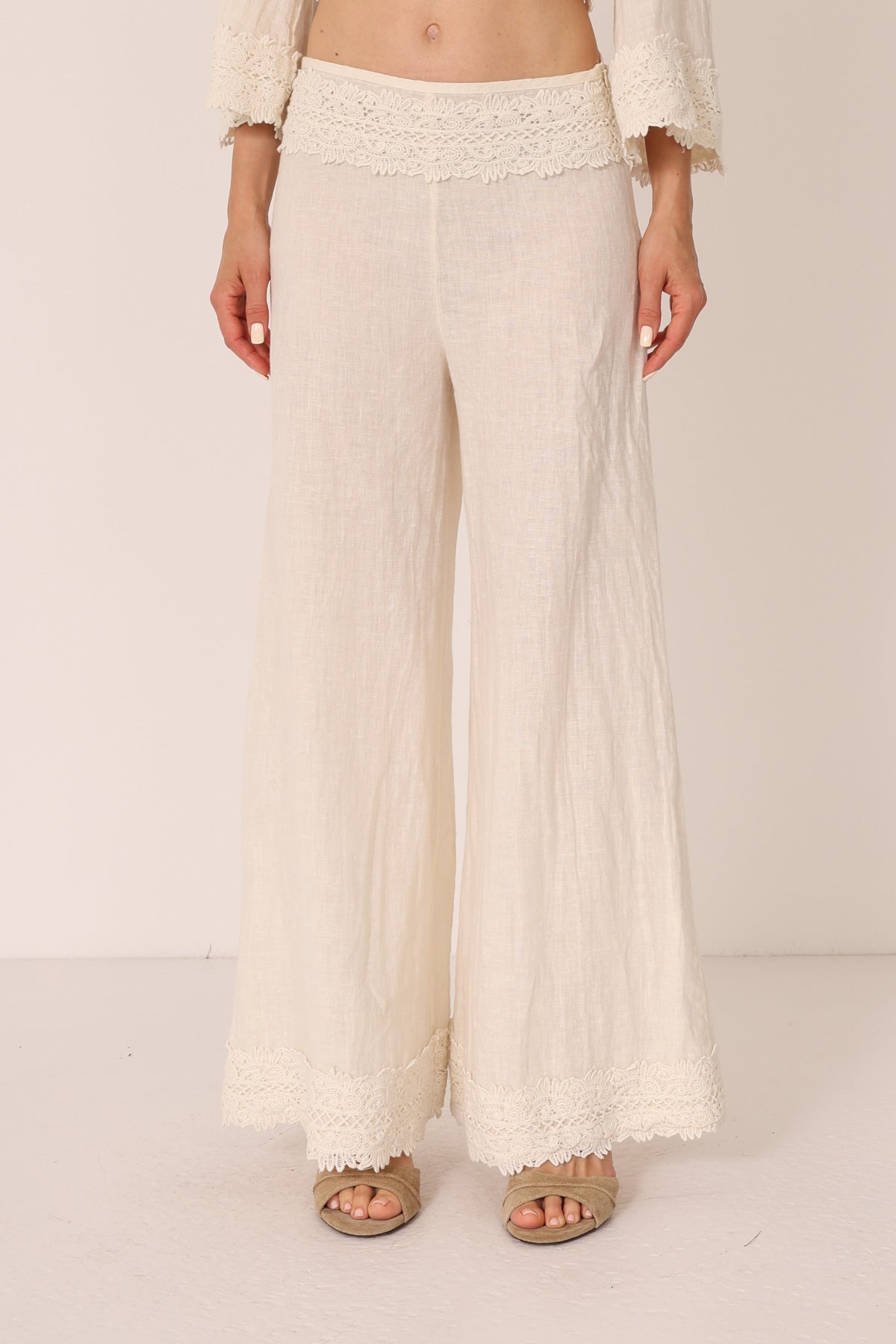 Pantalone passamaneria vita e fondo 100% lino