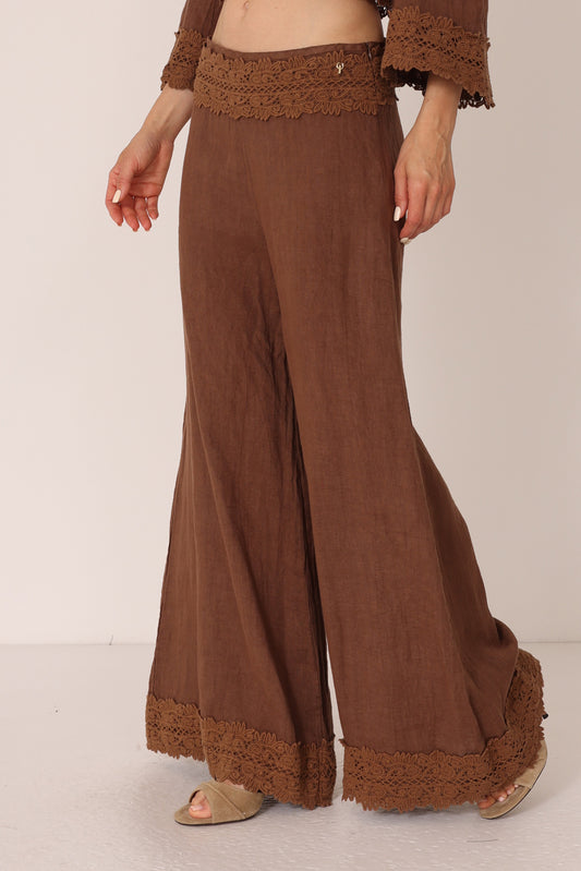 Pantalone passamaneria vita e fondo 100% lino