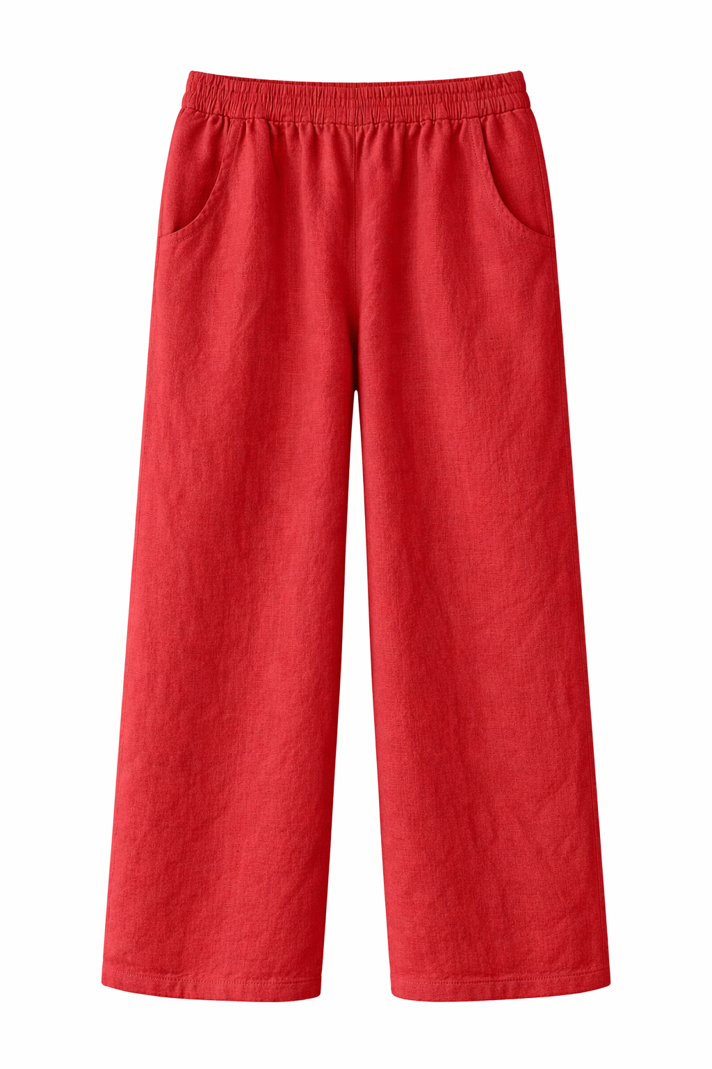 Pantaloni in misto lino color mattone
