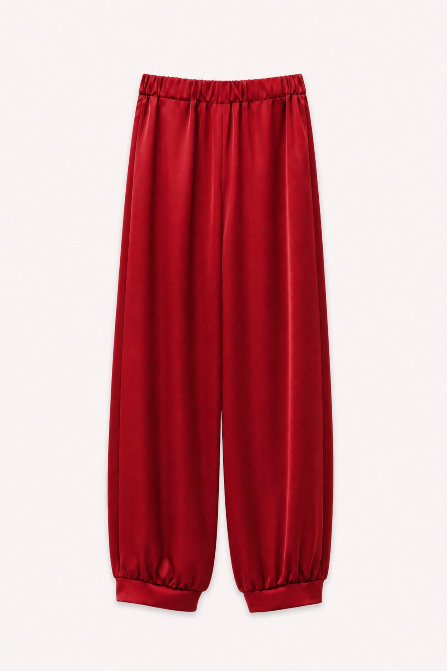 Pantalone in tessuto satinato rosso