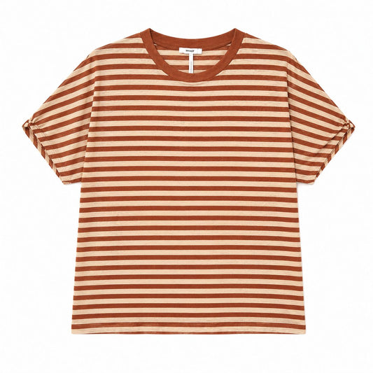 T-shirt a righe in misto lino