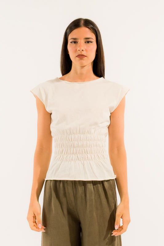 T-shirt con drappeggio 100% cotone
