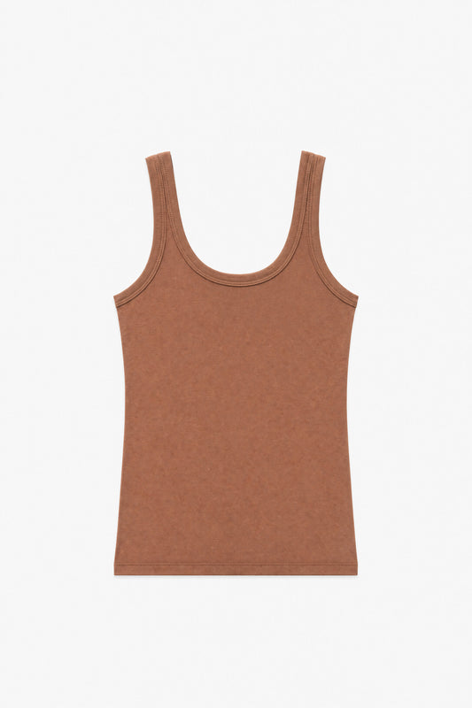 Canotta cammello in cotone elasticizzato