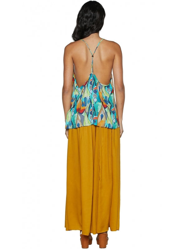 Top fantasia azzurro 100% viscosa - tessuto fluido donna estate