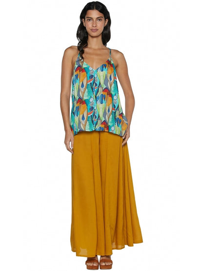 Top fantasia azzurro 100% viscosa - tessuto fluido donna estate