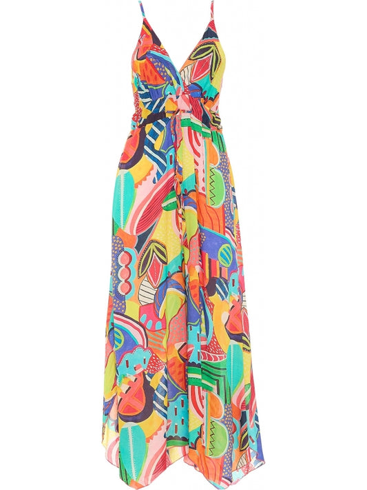 Tuta jumpsuit arancio fantasia 100% viscosa - donna estate